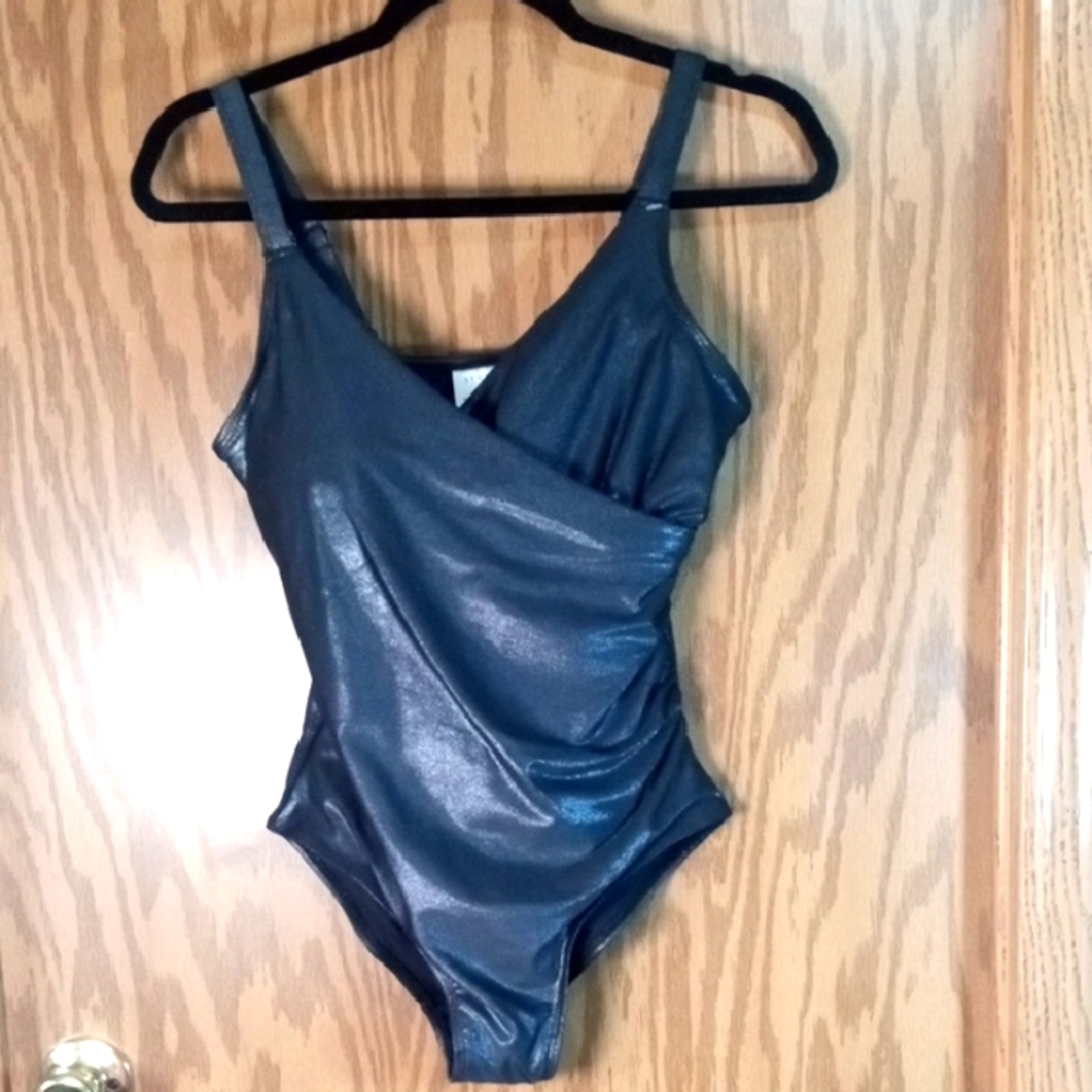 Serra Gray Swimsuit with Elegant Draped Detail, Beachy, Cruise, Vacation,